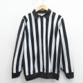 カナダ製 90s 長袖ハーフジップシャツ ストライプ ブラック L | 古着