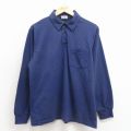 M★古着 Wear Guard 長袖 ポロ シャツ メンズ 80年代 80s 無地 濃紺 26apr03
