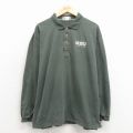L★古着 長袖 ポロ シャツ メンズ 90年代 90s MSU コットン 緑 26apr03