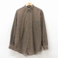 XL★古着 ノーティカ 長袖 ブランド シャツ メンズ 90年代 90s 大きいサイズ ベロア地 コットン ボタンダウン ベージュ他 チェック 26apr04
