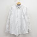 XL★古着 長袖 シャツ メンズ 90年代 90s コットン ボタンダウン USA製 白他 ストライプ 26apr04