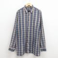 L★古着 長袖 シャツ メンズ 80年代 80s ロング丈 紺他 チェック 26apr04