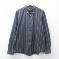 XL★古着 ピューリタン 長袖 シャツ メンズ 00年代 00s ボタンダウン 濃グレー他 ストライプ 26apr04