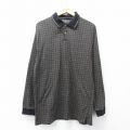 M★古着 長袖 ポロ シャツ メンズ 90年代 90s 黒他 チェック 26apr04