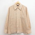 XL★古着 JCペニー 長袖 シャツ メンズ 70年代 70s ベージュ他 チェック 26apr11