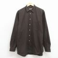 L★古着 長袖 シャツ メンズ 90年代 90s コットン イタリア製 こげ茶 26apr11