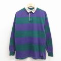 L★古着 長袖 ラガー シャツ メンズ 90年代 90s コットン USA製 紫他 26apr16