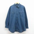 XL★古着 レッドヘッド 長袖 シャツ メンズ 大きいサイズ ロング丈 コットン 紺 26apr16