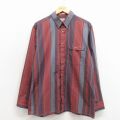 L★古着 ザフォックスコレクション THE FOX COLLECTION 長袖 シャツ メンズ 80年代 80s ボタンダウン エンジ他 ストライプ 26apr16