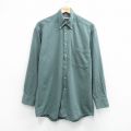 L★古着 バンヒューセン 長袖 シャツ メンズ 90年代 90s コットン ロング丈 ボタンダウン 緑 26apr20