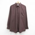 XL★古着 バンヒューセン 長袖 シャツ メンズ 大きいサイズ ロング丈 ボタンダウン 茶他 チェック 26apr20