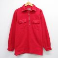 XL★古着 マルボロ 長袖 ハーフジップ シャツ メンズ 90年代 90s コーデュロイ 大きいサイズ コットン 赤 26apr23