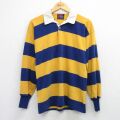 M★古着 カンタベリー 長袖 ラガー シャツ メンズ 90年代 90s 黄他 ボーダー【spe】 26apr23