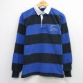 M★古着 バーバリアン 長袖 ラガー シャツ メンズ 00年代 00s DECATUR コットン カナダ製 青他 ボーダー 26apr23