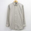 L★古着 長袖 シャツ メンズ 90年代 90s ロング丈 ボタンダウン USA製 ベージュ系他 ストライプ 26apr23