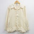XL★古着 長袖 シャツ メンズ 70年代 70s 開襟 オープンカラー 薄黄 26apr23