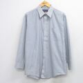 XL★古着 マンハッタン 長袖 シャツ メンズ 90年代 90s ロング丈 USA製 白他 ストライプ 26apr23
