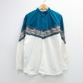 90s 長袖シャツ ネイティブ柄 ライトブルー M | 古着