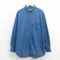 90s 長袖シャツ エビ ネイビー XL | 古着