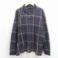 00s 長袖ポロシャツ ネイビーチェック XL | 古着