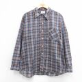 L★古着 長袖 シャツ メンズ 70年代 70s USA製 ネイビー チェック 26jun03