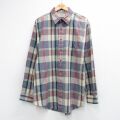 XL★古着 セントジョンズベイ 長袖 シャツ メンズ 90年代 90s 大きいサイズ ロング丈 ベージュ チェック 26jun03