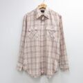 XL★古着 JCペニー 長袖 シャツ メンズ 70年代 70s ベージュ チェック 26jun03