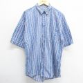 90s 半袖シャツ ネイビーストライプ L | 古着