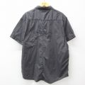 XL★古着 半袖 シャツ メンズ スカル 大きいサイズ ロング丈 コットン 濃グレー 24jul12 中古 トップス