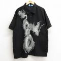 XL★古着 半袖 シャツ メンズ 龍 大きいサイズ 黒 ブラック 【spe】 24jul23 中古 トップス