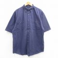 【50%OFF】XL★古着 アメリカンイーグル American Eagle 半袖 シャツ メンズ 90年代 90s ロング丈 コットン ボタンダウン 紺 ネイビー 24jul30 中古 トップス