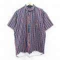90s 半袖シャツ ネイビーストライプ XL | 古着