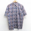 アリゾナジーンズ 00s 半袖シャツ 総柄 ネイビー L | 古着