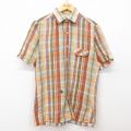 S★古着 アロー 半袖 シャツ メンズ 80年代 80s オレンジ他 チェック 25apr05 中古 トップス