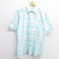 L★古着 半袖 シャツ メンズ 90年代 90s USA製 水色他 チェック 25apr18 中古 トップス