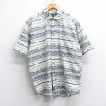 90s 半袖シャツ 総柄 生成り XL | 古着