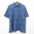 90s 半袖シャツ 魚 ネイビー XL | 古着