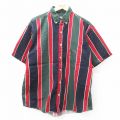 XL★古着 半袖 シャツ メンズ 00年代 00s COLISEUM コットン ボタンダウン 緑他 グリーン ストライプ 25apr21 中古 トップス