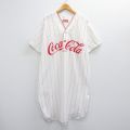 XL★古着 半袖 シャツ メンズ 90年代 90s コカコーラ ロング丈 USA製 白他 ホワイト ストライプ 【spe】 25apr23 中古 トップス
