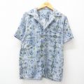 半袖シャツ 総柄 ネイビー M | 古着