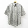 XL★古着 バンヒューセン 半袖 シャツ メンズ 総柄 ボタンダウン ベージュ系他 カーキ 25may01 中古 トップス
