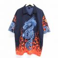 半袖シャツ ドラゴン ブラック XL | 古着