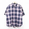 キー 90s 半袖シャツ ネイビーチェック XL | 古着