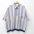90s 半袖シャツ ネイビーストライプ XL | 古着