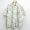 XL★古着 バンヒューセン 半袖 シャツ メンズ 大きいサイズ ボタンダウン 黄緑他 チェック 25may28 中古 トップス