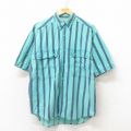 00s 半袖シャツ ストライプ グリーン M | 古着
