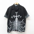 半袖シャツ 開襟 ブラック XL | 古着
