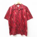 L★古着 半袖 シャツ メンズ 男 開襟 オープンカラー 赤 レッド 25jun10 中古 トップス
