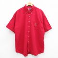 XL★古着 ラルフローレン Ralph Lauren チャップス 半袖 ブランド シャツ メンズ 90年代 90s ワンポイントロゴ コットン ボタンダウン 赤 レッド 25jun11 中古 トップス