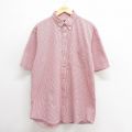 XL★古着 JOS A BANK 半袖 シャツ メンズ シアサッカー コットン ボタンダウン エンジ チェック 25jun18 中古 トップス